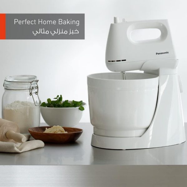 ⁦Panasonic 175W, Stand Mixer 5 Speed Selection, with Egg Beater and Dough Hook, MKGB3 , White⁩ - الصورة ⁦4⁩