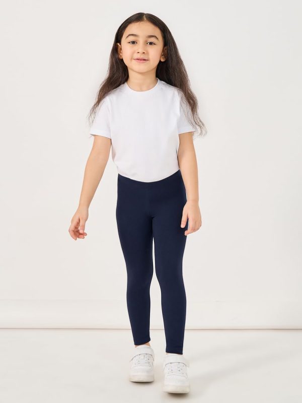 ⁦Styli Girls Solid Elastic Waistband Cotton Leggings⁩ - الصورة ⁦3⁩