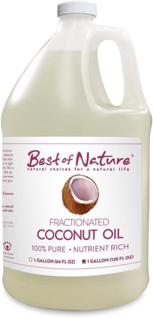 Best of Nature 100% Pure Fractionated Coconut Oil - Liquid MCT Massage & Body Oil, Unscented Moisturizer for Hair, Skin, Face, Aromatherapy Carrier for Essential Oils, Gallon (128 fl oz)