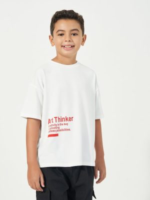 Styli Boys Slogan Print Round Neck Oversized T-shirt