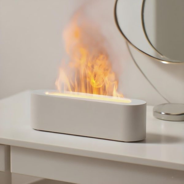 ⁦Flame Air Humidifier, 3-in-1 Cool Mist Humidifier with LED Flame Effect, 500ml Portable Ultrasonic Flame Air Diffuser for Home Bedroom Office, Auto Shut-Off, Quiet (White)⁩ - الصورة ⁦6⁩
