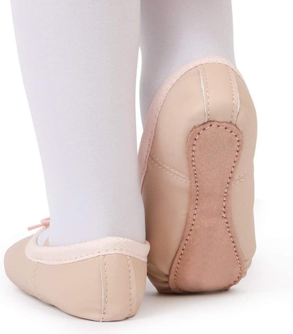 ⁦Toddler Ballet Shoes for Girls Baby Ballet Slippers Leather Full Sole Women Ballerina Dance Shoes⁩ - الصورة ⁦3⁩