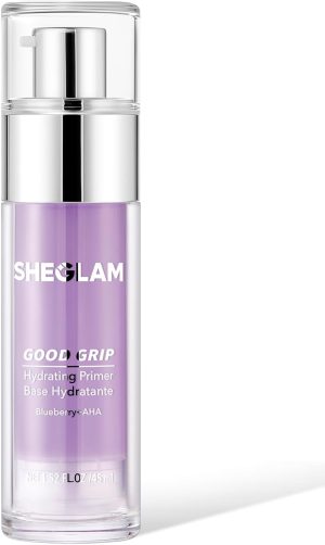 SHEGLAM Good Grip Hydrating Primer Oil Control Moisturizing Primer Gel Smooth Fine Lines Oil And Silicone-Free Face -Blueberry + Aha-Purple
