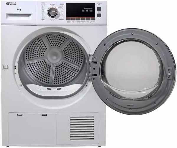 ⁦General Supreme Dryer Front Load 8 KG with Condenser 16 Programs, White, GS807W⁩ - الصورة ⁦3⁩