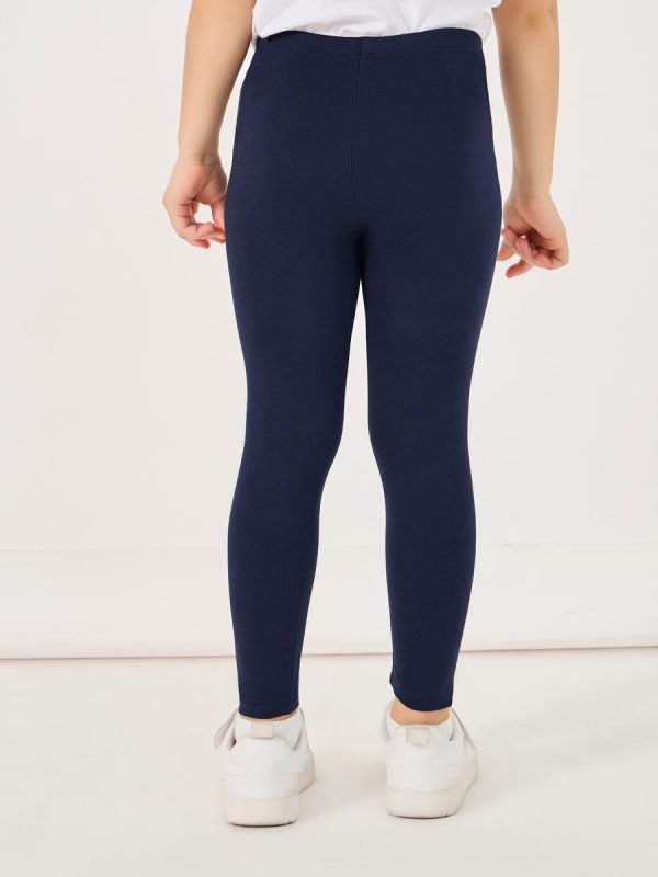 ⁦Styli Girls Solid Elastic Waistband Cotton Leggings⁩ - الصورة ⁦5⁩