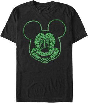 Disney Big & Tall Classic Mickey Micky Shamrocks Men's Tops Short Sleeve Tee Shirt, Black, 4X-Large Tall