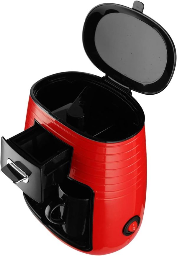 ⁦Edoolffe MD-235 Mini Drip Coffee Machine Tea Maker 250ml 450W with 2 Black Ceramic Cups⁩ - الصورة ⁦5⁩