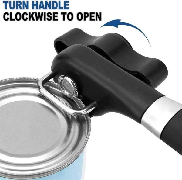 ⁦SYOSI Ergonomic Manual Can Opener - Safe Cut Design, Smooth Edges, Stainless Steel, Larger Knob for Easy Use, Ideal for Fruit Cans & Kitchen Utensils⁩ - الصورة ⁦3⁩