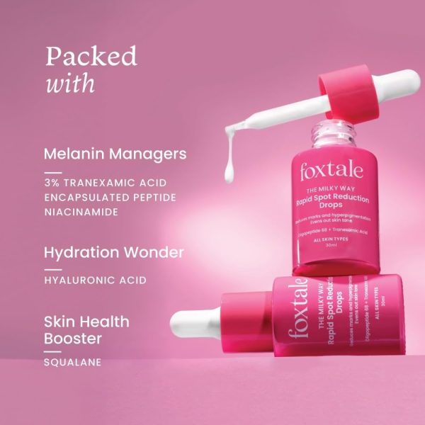 ⁦FoxTale (Pack Of 2) 3% Tranexamic Acid&Peptide Serum For Pigmentation|Reduces Marks&Hyperpigmentation|Fades Dark Spots|Brightens And Evens Out Skin Tone|All Skin Types|Men And Women - 30 Ml⁩ - الصورة ⁦3⁩