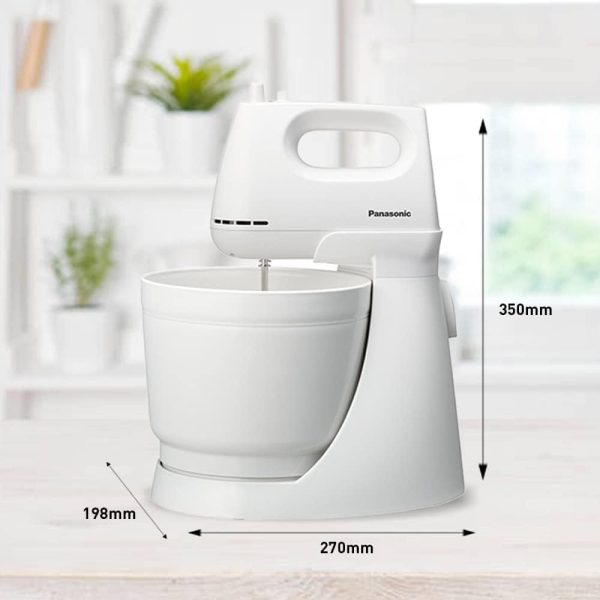 ⁦Panasonic 175W, Stand Mixer 5 Speed Selection, with Egg Beater and Dough Hook, MKGB3 , White⁩ - الصورة ⁦6⁩