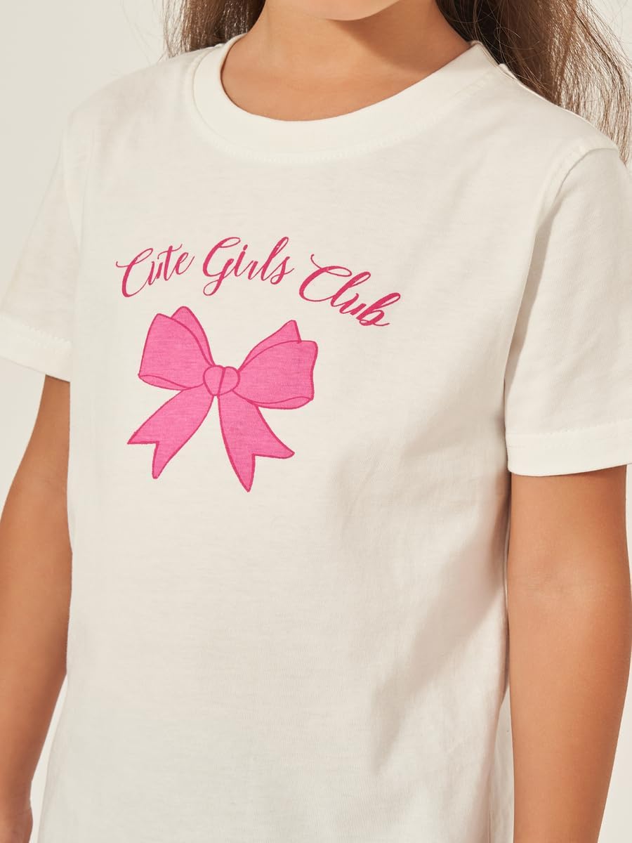 Styli Girls Bow Graphic Print Short Sleeve T-Shirt 4 Styli Girls Bow Graphic Print Short Sleeve T-Shirt - الصورة 4