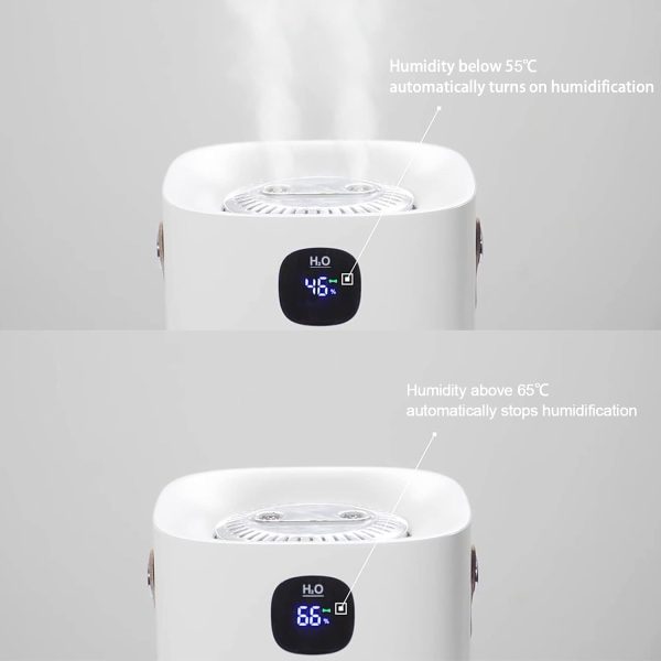⁦KASTWAVE Humidifiers for Bedroom, Portable Cool Mist Humidifiers 2L Top Fill Air Humidifier Dual Nozzle Spray Quiet Smart Ultrasonic Humidifiers for Baby, Home, Large Room with Auto Shut Off(Silver)⁩ - الصورة ⁦4⁩
