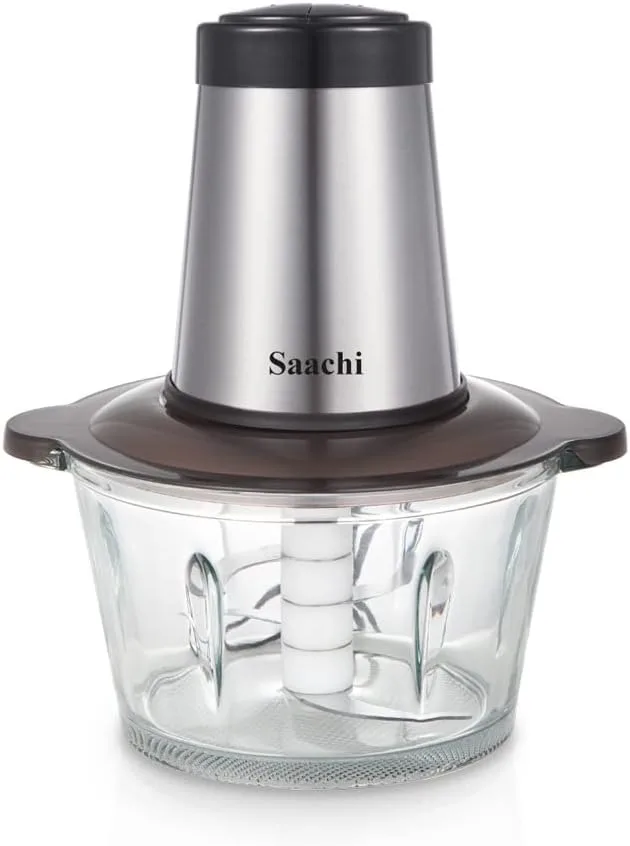 Saachi Stainless Steel Metal Electric Food Chopper with 6 3D Blades and 2 Speed Levels, 350W Multifunctional Chopper for Meat, Vegetables, Fruits, Nuts, 3L NL-CH-566