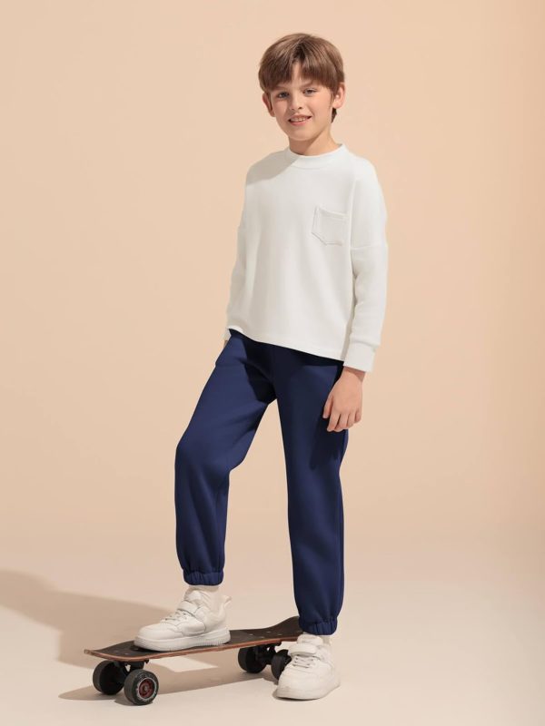⁦Haloumoning Boys Fleece Sweatpants Kids Elastic Waist Casual Joggers Active Athletic Pants with Pockets 5-14Y⁩ - الصورة ⁦7⁩