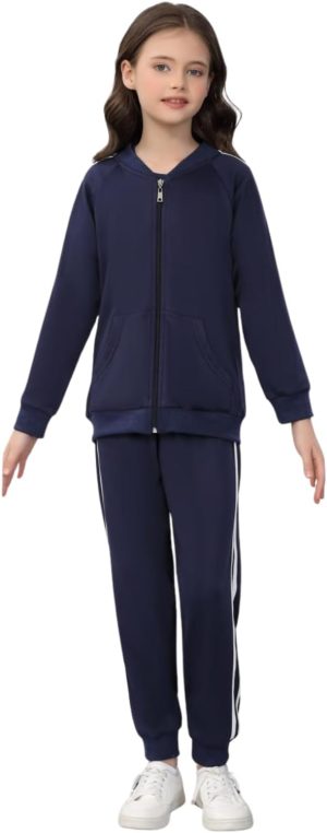 Girls 3 Piece Outfits Sweatsuit Zip Up Sweatshirt, T-shirt and Sweatpant,Sport Jogger Sets, material of high quality