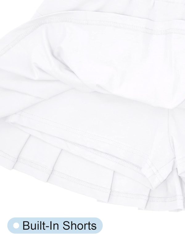 ⁦SEAUR Girls 2 Packs Sport Skirt Elastic Waist Tennis Skort Kids Pleated Skater Short Skirt School Uniform Cotton Skirt with Built-in Shorts for 3-11 Years⁩ - الصورة ⁦2⁩