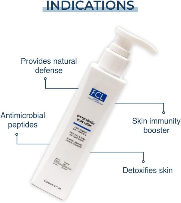 ⁦FCL Pre+Probiotic Body Lotion for Healthy Skin Nutrition with Probiotics | Lotion for Dry Skin, Itchy Skin & Sensitive Skin | Non Comedogenic, Paraben Free Lotion - 6.76 Fl Oz⁩ - الصورة ⁦5⁩