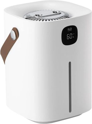 KASTWAVE Humidifiers for Bedroom, Portable Cool Mist Humidifiers 2L Top Fill Air Humidifier Dual Nozzle Spray Quiet Smart Ultrasonic Humidifiers for Baby, Home, Large Room with Auto Shut Off(Silver)
