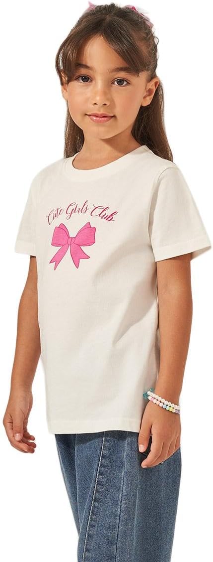 Styli Girls Bow Graphic Print Short Sleeve T-Shirt 1 Styli Girls Bow Graphic Print Short Sleeve T-Shirt