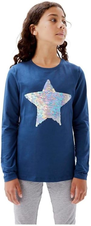 name it Girl's NKFLINSTAR LS TOP NOOS T-Shirt