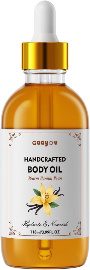Gaayou Warm Vanilla Bean Body Oil - Vanilla Body Oil Deep Moisturizing Vanilla Perfume Oil Coconut Cream Pie Body Oils for All Skin Types After Shower
