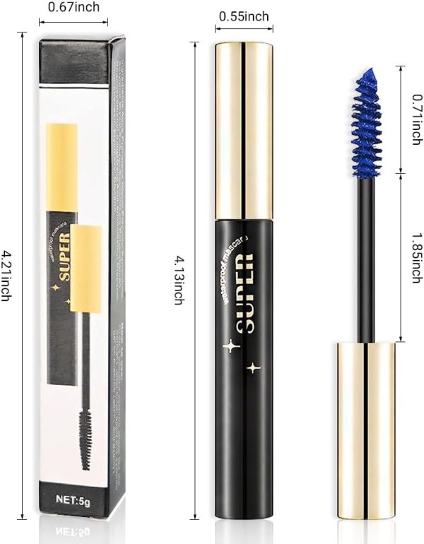 ⁦3Pcs Colored Cat Eye Mascara Set,Dark Green Purple Dark Blue Mascara for Eyelashes,False Lash Effect for Women Eyelashes Sensitive Eye Makeup,No Clumping 24H Waterproof Colorful Mascara Gift Set-Vegan⁩ - الصورة ⁦6⁩