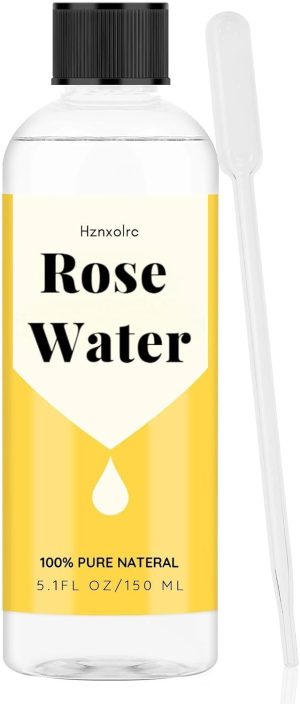 Hznxolrc 5.1 fl oz Rose Hydrosol for Face Hydrating Mist Hydration, 100% Pure Rose Water, Cleanses & Softens Skin, Promotes Healthy Skin Cell, Premium Organic Rose Water, Suitable for All Skin Types