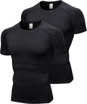 3 Pack Men's Compression Shirts Short Sleeve Workout T-Shirt Cool Dry Undershirts Baselayer Sport Cool Shirt Running Tops
