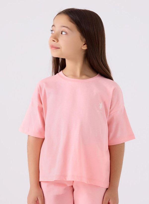 ⁦U.S. POLO ASSN. Girls Pink Bermuda Set⁩ - الصورة ⁦3⁩