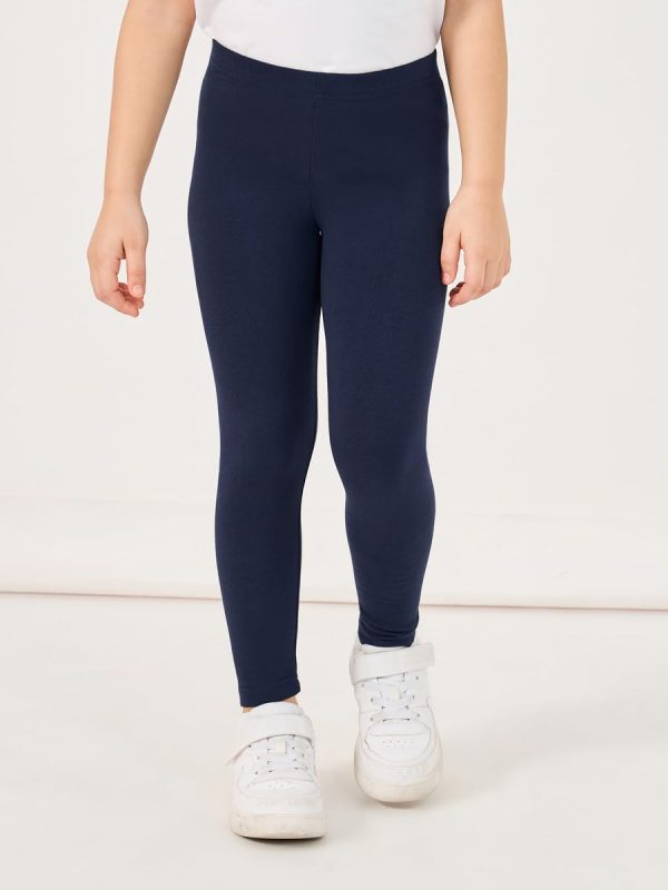 ⁦Styli Girls Solid Elastic Waistband Cotton Leggings⁩ - الصورة ⁦2⁩