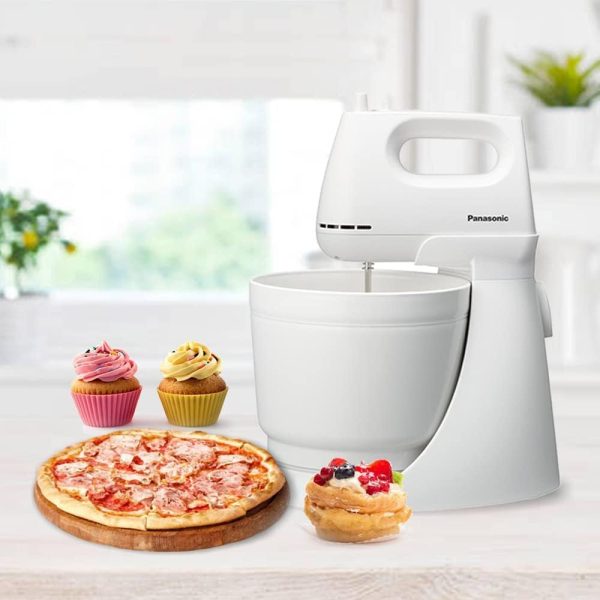 ⁦Panasonic 175W, Stand Mixer 5 Speed Selection, with Egg Beater and Dough Hook, MKGB3 , White⁩ - الصورة ⁦3⁩