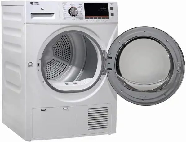 ⁦General Supreme Dryer Front Load 8 KG with Condenser 16 Programs, White, GS807W⁩ - الصورة ⁦4⁩