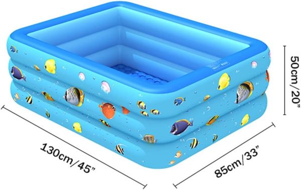 ⁦LinJie Inflammable Pool, Ocean Life Pool For Kid, 130x 85x 50Cm Toddler、 Adult Thickened Family Swimming Pool⁩ - الصورة ⁦6⁩
