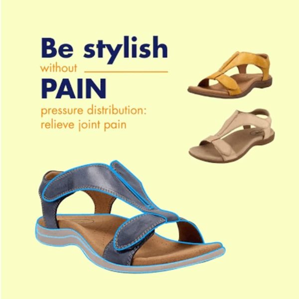 ⁦HFAOHO Skin Adjustable Orthotic Sandals Women's Orthopedic Sandals with Arch Support Comfort Casual Flat Bottom Walking Beach Sandals (Beige,40)⁩ - الصورة ⁦3⁩