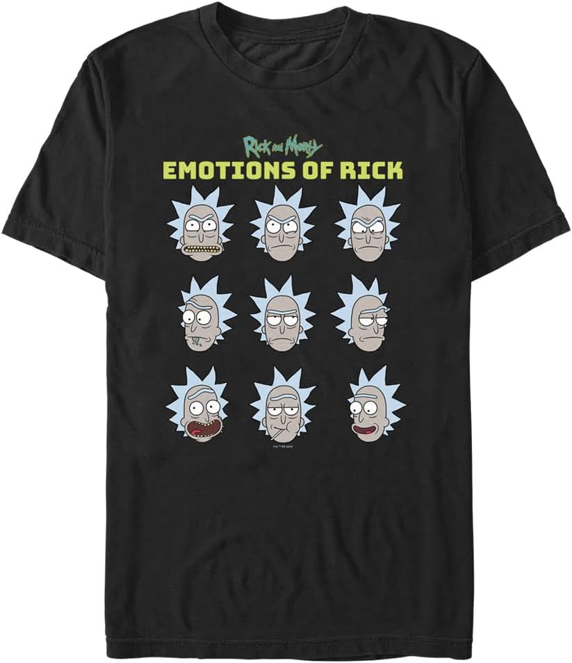 Warner Bros. Mens Rick and Morty Rick Emotions Men's Tops Short Sleeve Tee Shirt 1 Warner Bros. Mens Rick and Morty Rick Emotions Men's Tops Short Sleeve Tee Shirt