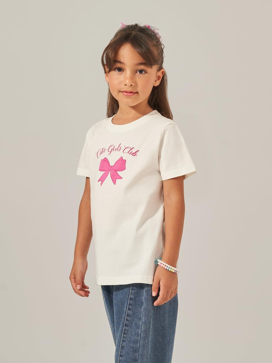 Styli Girls Bow Graphic Print Short Sleeve T-Shirt 2 Styli Girls Bow Graphic Print Short Sleeve T-Shirt - الصورة 2