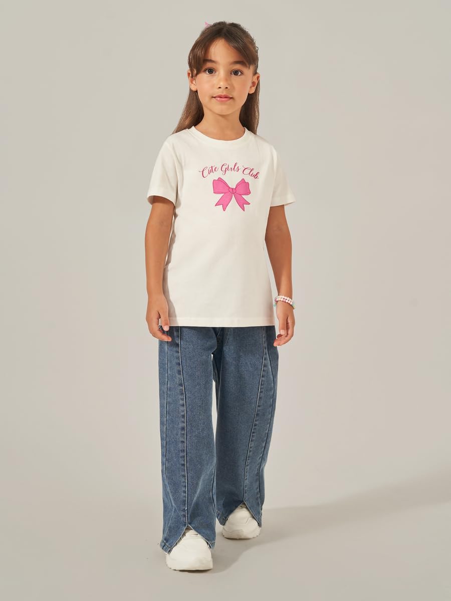 Styli Girls Bow Graphic Print Short Sleeve T-Shirt 3 Styli Girls Bow Graphic Print Short Sleeve T-Shirt - الصورة 3