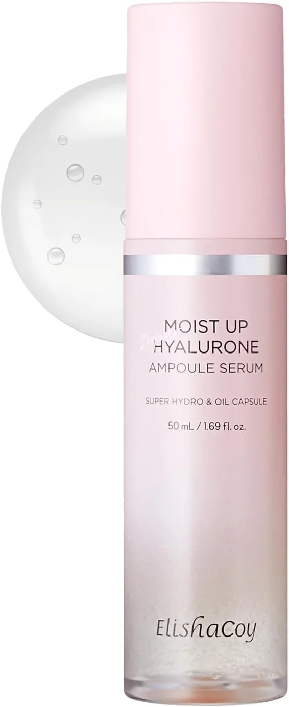 Elishacoy EC Moist up Super Hyalurone Ampoule Serum 1.69 fl.oz. (50ml) - Fresh Hydrating with Moiusture Collagen Oil Capsule, 70% Fermented Lotus Flower Extracts Helps Moisturizing Skin Care