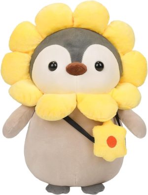 Azonee Penguin Stuffed Animals Plush, 9.8 inch Cute Stuffed Animal Penguin with Sunflower Outfit, Gifts for Kids for Animal Themed Parties Teacher Student Award, Animal Toys