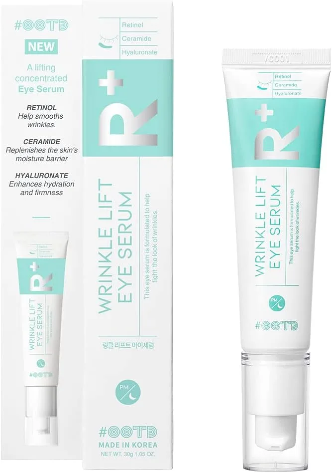 #OOTD Vegan Retinol Eye Cream Serum with Ceramide, Hyaluronate [30 g] Youthful Korean Wrinkle Lift Solution, Anti Aging Solution, Kbeauty Face + Skin Care