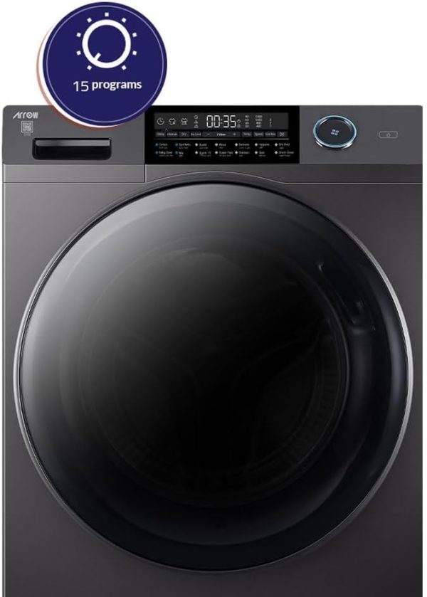 ⁦Arrow Front Load Washing Machine, 12kg | Dryer 8kg Capacity with Steam | 15 programs |140 Degree Door Open Angle | Display LED Screen |RO-12FWDHS⁩ - الصورة ⁦8⁩