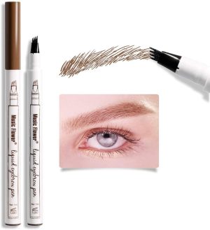 ORiTi Liquid Eyebrow Pen,Tattoo 4 tips Fine Sketch, Microblade pen for eyebrows, Waterproof Long lasting Natural Brows Looking (Brown)