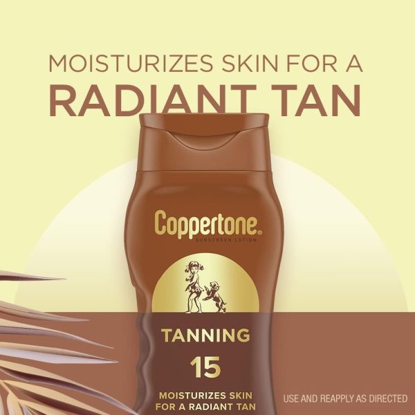 ⁦Coppertone Tanning Sunscreen Lotion Broad Spectrum SPF 15 (8 Fluid Ounce) (Packaging may vary)⁩ - الصورة ⁦3⁩
