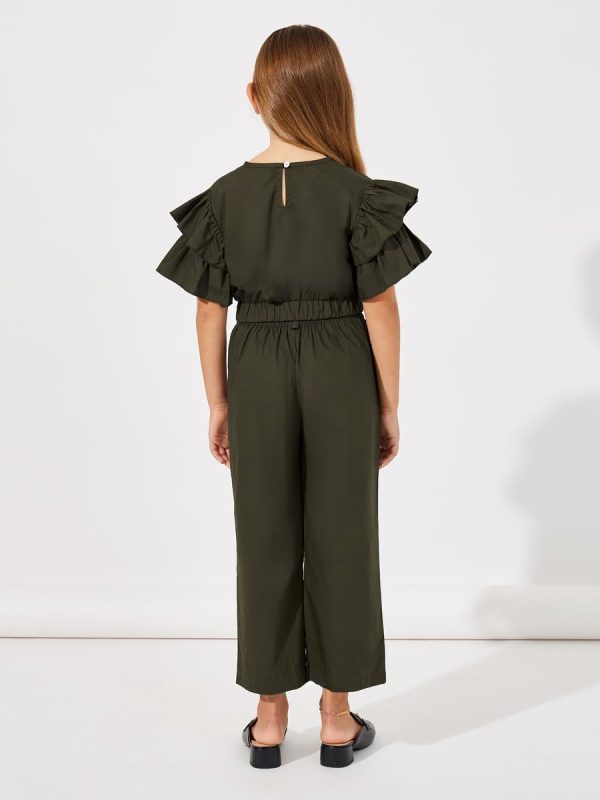 ⁦STYLI Girls Layered Sleeve Crop Top & Wide Leg Pants Set⁩ - الصورة ⁦6⁩