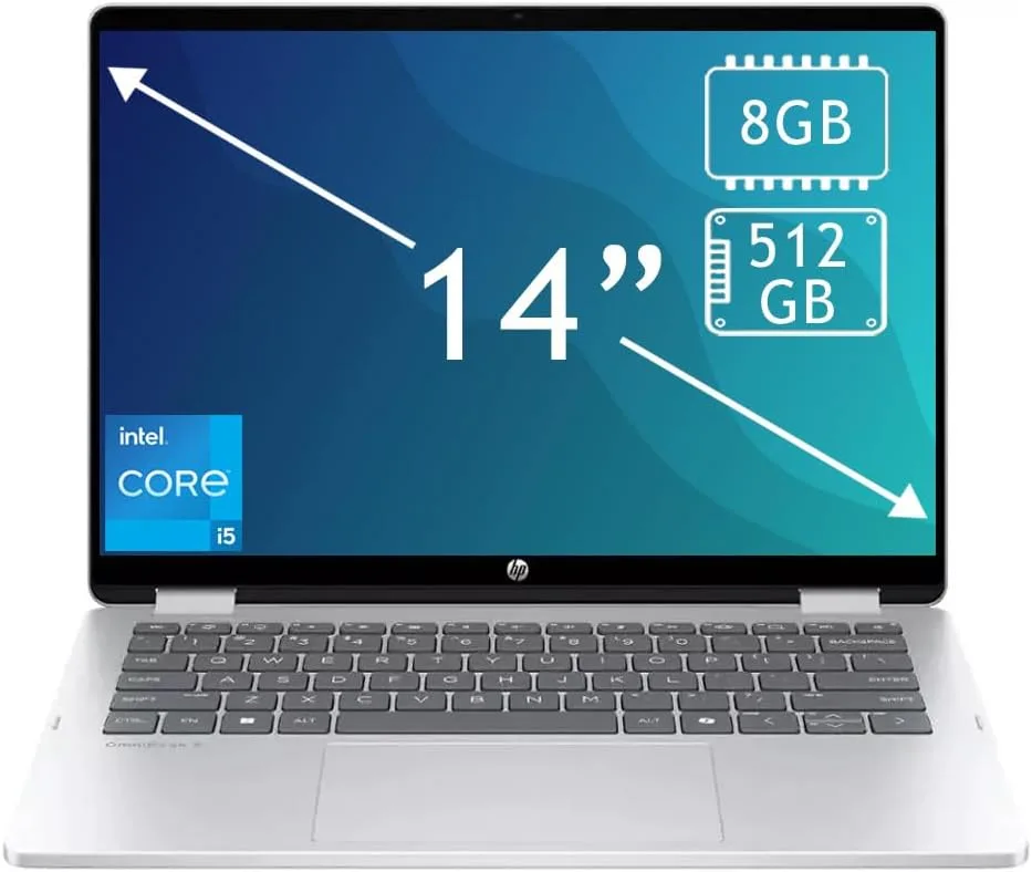 HP OmniBook 2 in 1 Touch 2K 14" Core i5 8GB 512GB Laptop Silver