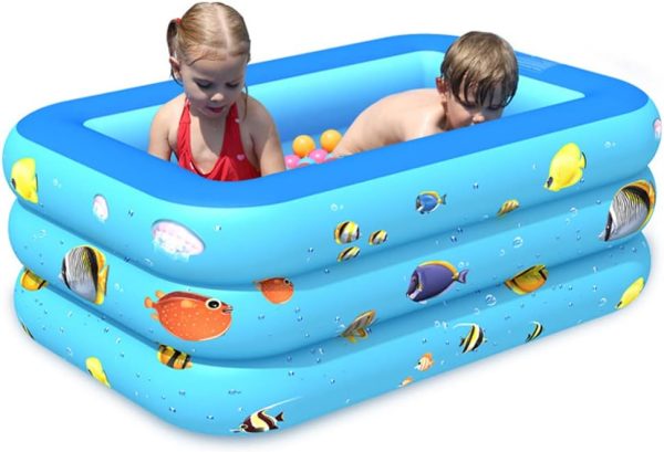 ⁦LinJie Inflammable Pool, Ocean Life Pool For Kid, 130x 85x 50Cm Toddler、 Adult Thickened Family Swimming Pool⁩ - الصورة ⁦7⁩