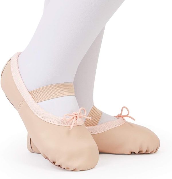 ⁦Toddler Ballet Shoes for Girls Baby Ballet Slippers Leather Full Sole Women Ballerina Dance Shoes⁩ - الصورة ⁦2⁩