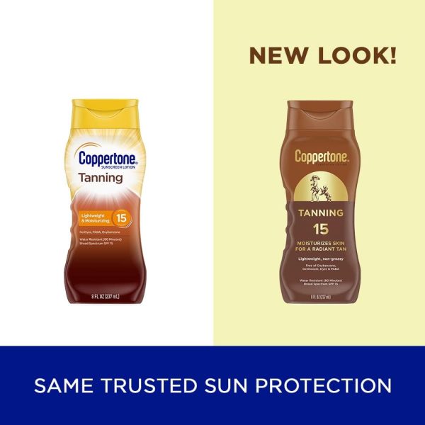 ⁦Coppertone Tanning Sunscreen Lotion Broad Spectrum SPF 15 (8 Fluid Ounce) (Packaging may vary)⁩ - الصورة ⁦2⁩