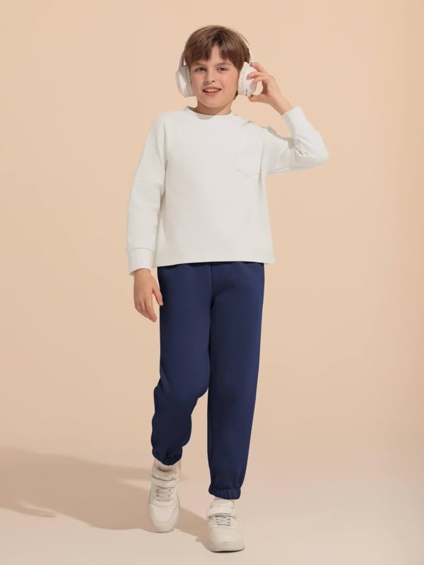 ⁦Haloumoning Boys Fleece Sweatpants Kids Elastic Waist Casual Joggers Active Athletic Pants with Pockets 5-14Y⁩ - الصورة ⁦5⁩