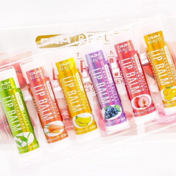 ⁦Azonee Fruit Flavored Lip Balm Set, 6-Pcs Vitamin E Honey Infused Lip Care for Chapped Lips, Natural Moisturizing Lip Balm for Kids Adults, Includes Green Tea Carrot Banana Grape Peach Orange (Set 3)⁩ - الصورة ⁦5⁩
